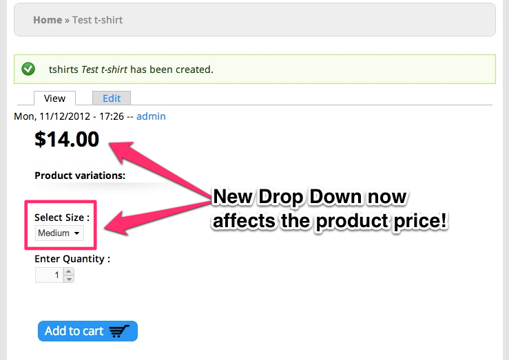 The final page shows us a drop down that affects the price.