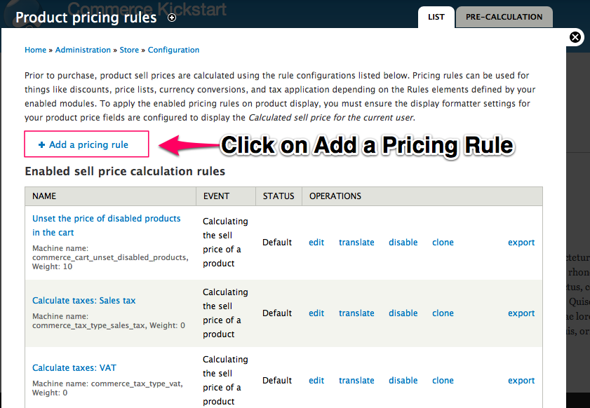 Click on Add a
        Pricing Rule and Add event