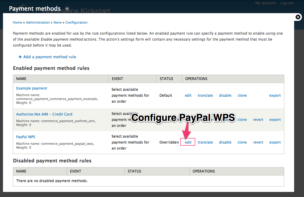 Configure PayPal