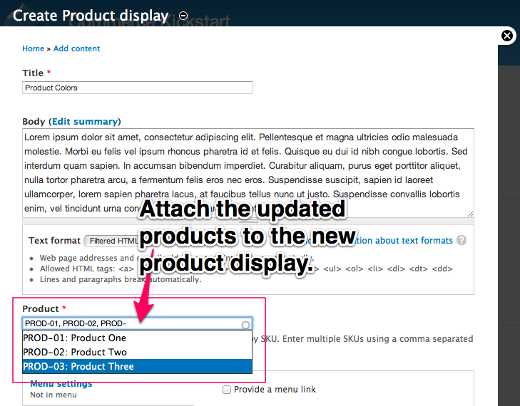 Attach the updated
        products to the new product display.