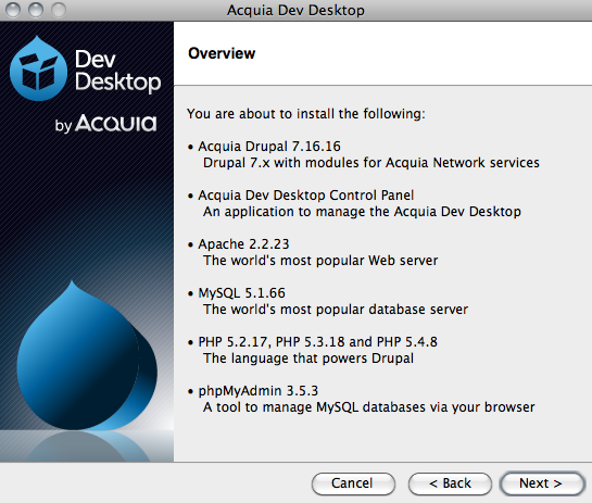 Dev Desktop installation screen 2