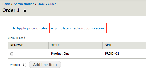 Simulate Checkout Completion screenshot